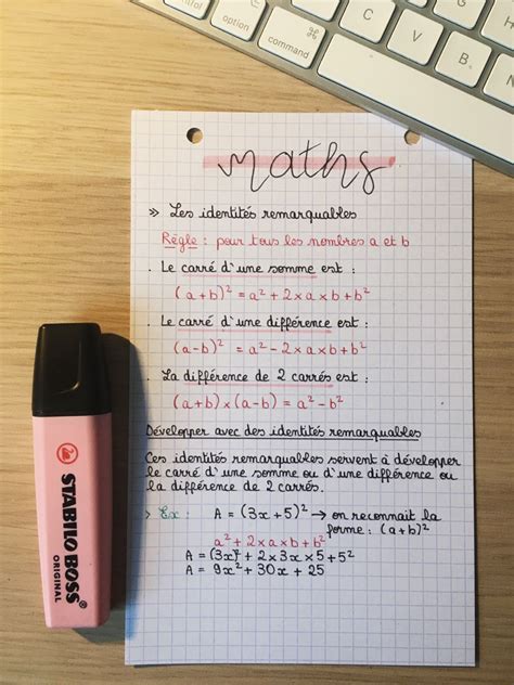 Maths Fichederevision Revision Aesthetic Identitesremarquables
