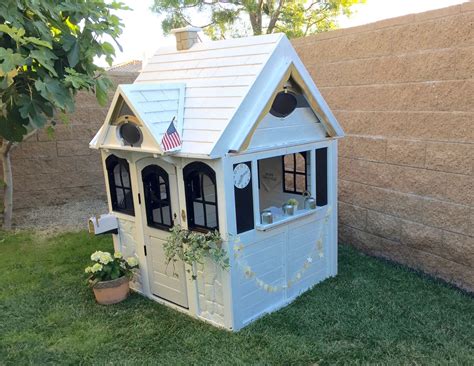 This wooden outdoor kid's playhouse is provided by a builder on instructables. Costco Playhouse HACK | Build a playhouse, Play houses ...