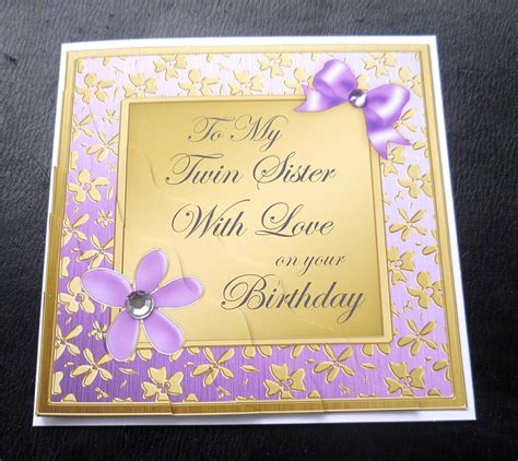 To My Twin Sister With Love Birthday Card 4 Colours Ebay