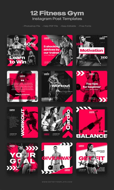 12 Fitness Gym Instagram Post Templates On Behance