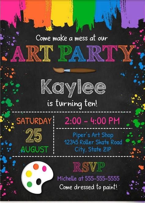 Free birthday invitation templates make it fun and easy to invite friends and family to an upcoming celebration. FREE Printable Art Party Invitation Template | Art party ...