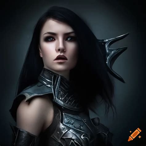 Dark Fantasy Female Model In Dragon Armor