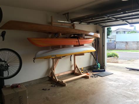 Triple Kayak Rack For Garage Made From 2x4s Garage Kayak Rack Kayak