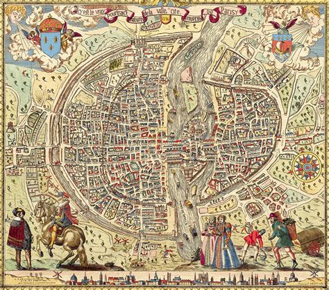 Paris Map 16th Century Scanned Version Of An Old Original Map Of