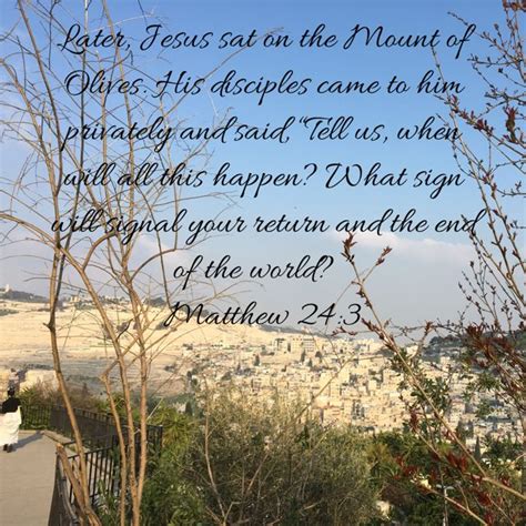 Matthew 243 Later Jesus Sat On The Mount Of Olives His Disciples