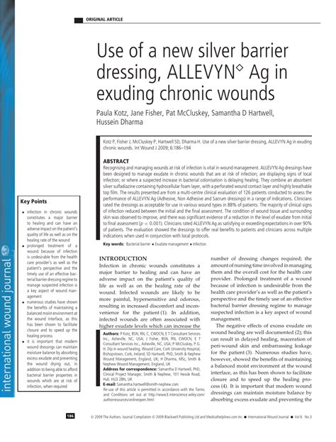 Pdf Use Of A New Silver Barrier Dressing Allevyn Ag In Exuding