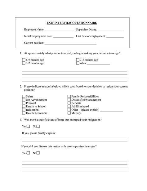 Free 8 Sample Exit Interview Questionnaire Forms In Ms Word Pdf