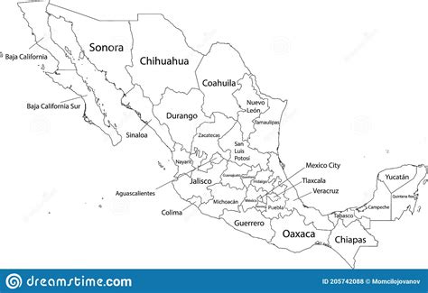Mapa Blanco De México Ilustración Del Vector Ilustración De Frontera