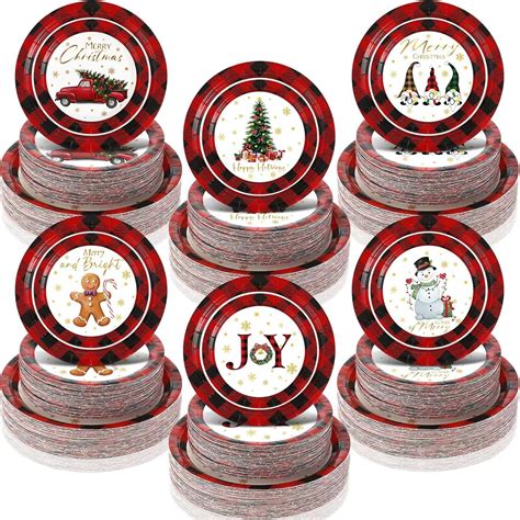 Amazon Com Layhit Christmas Party Paper Plates Dessert Christmas Party Decorations Disposable