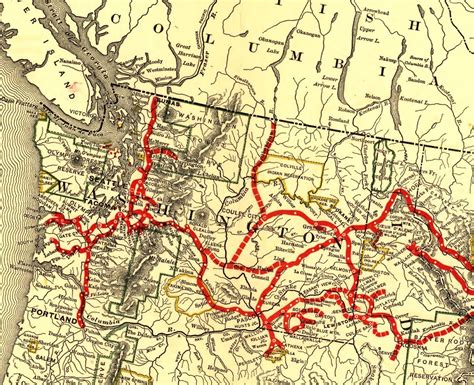 Big Bend Railroad History 1900 Northern Pacific Washington State Map