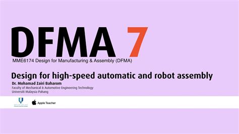 Dfma 7 Design For High Speed Automatic And Robot Assembly Youtube