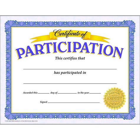 Certificate Of Participation 30pk Award Certificates Certificate Of