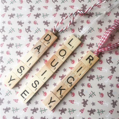Scrabble Tile Personalised Name Christmas Tree Decoration Ornament By