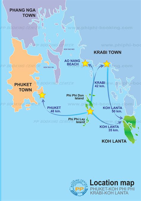Map Of Phi Phi Island Phuket Krabi Koh Lanta And Thailand