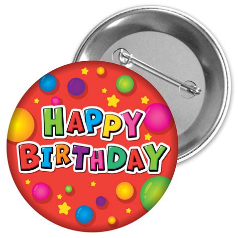 Happy Birthday Red Metal Button