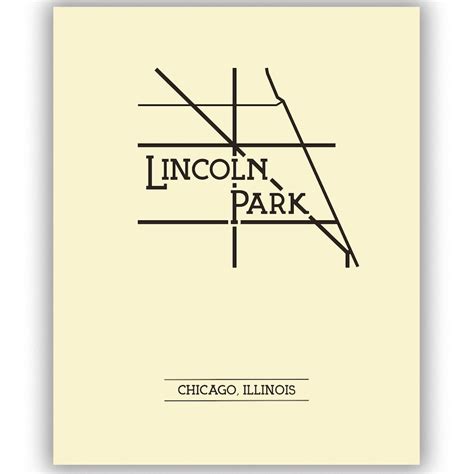 Lincoln Park Chicago Neighborhood Map 8x10 Wall Art Print Etsy