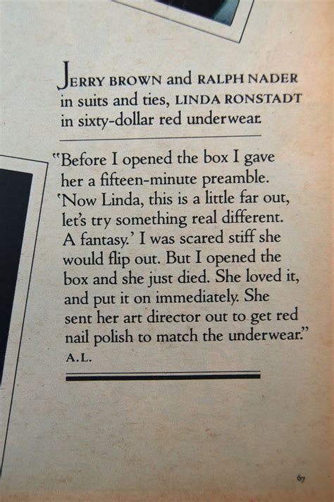 Annie Leibovitz Commentary On Linda Ronstadts Sixty Dollar Underwear