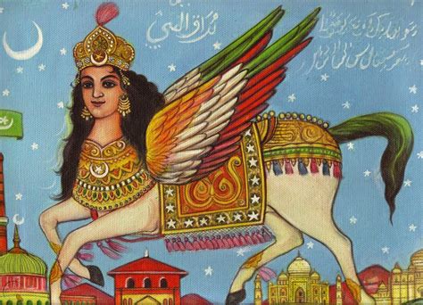 Al Buraq Painting Handmade Islamic Oil Canvas Prophet Muhammad Muslim