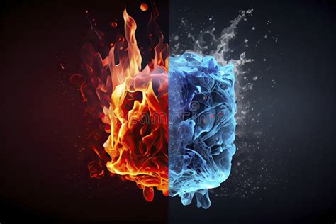 Fire And Ice Concept Design With Spark Stock Illustration