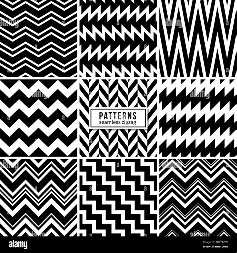 Zigzag Vector Patterns Black And White Regular Striped Geometric