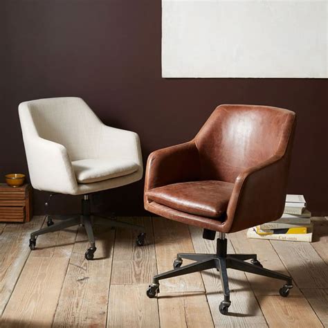 Helvetica Leather Swivel Office Chair Upholstered Office Chair