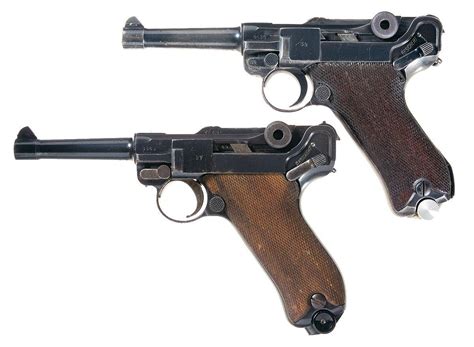 Two Mauser Luger Pistols A Mauser 42 Code 1939 Date Luger Pistol