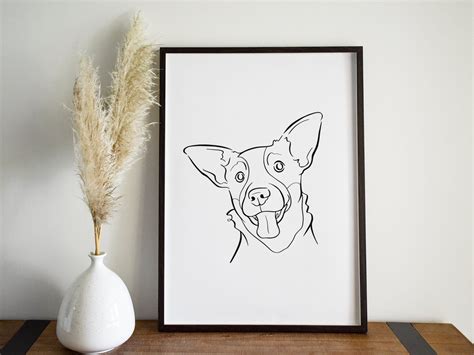 Blue Heeler Dog Line Drawing Wall Art Australian Cattle Dog Etsy