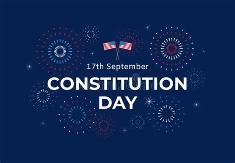 Constitution Day In Usa Banner Design With Text Flags And Colorful