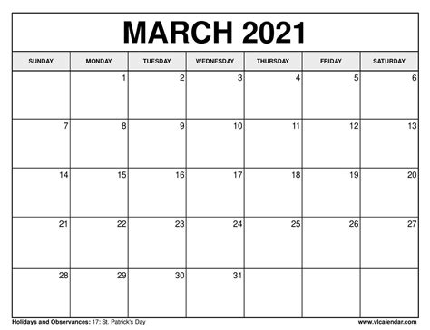 Printable March 2022 Calendar Templates With Holidays Vl Calendar