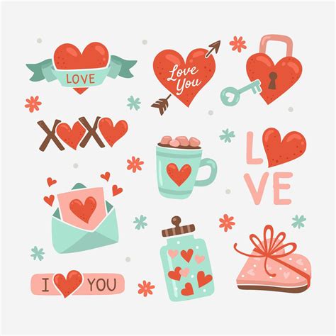 Cute Hand Drawn Valentines Day Sticker 1849514 Vector Art At Vecteezy
