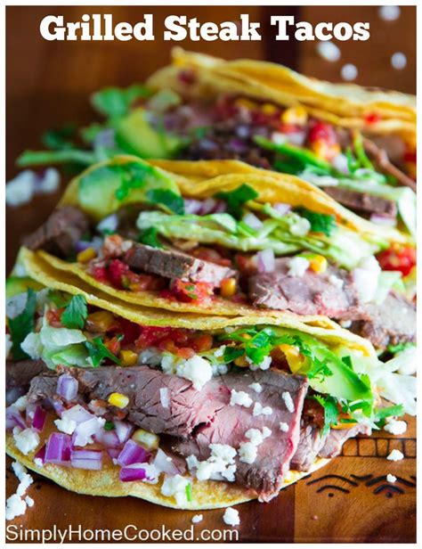 Grilled Flank Steak Tacos Loaded With Homemade Salsa Avocado Cilantro