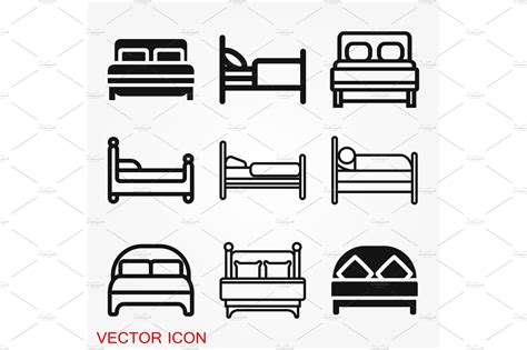 Bed Icon Vector Flat Symbol On Custom Designed Graphic