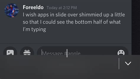 Have Discord Shimmy Up Slightly When Typing Using Slide Over On Ipad Discord