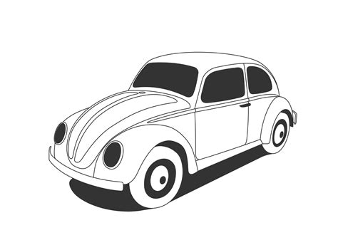 Vw Beetle Classic Black White Line Art Coloring Sheet Colouring Page Px