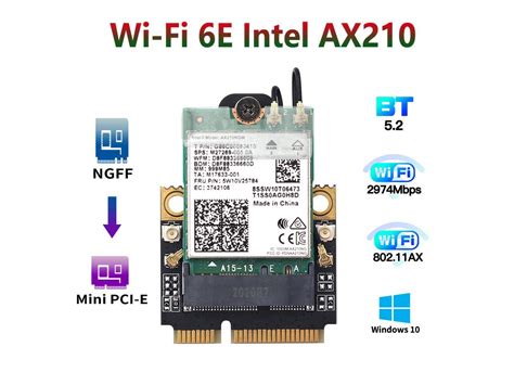 Wi Fi 6e Mini Pci E Intel Ax210 Dual Band 2974mbps Wireless Adapter