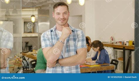 Smiling Male Employee Posing Stock Photo Image Of Adult Confident