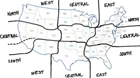 America Map North South East West
