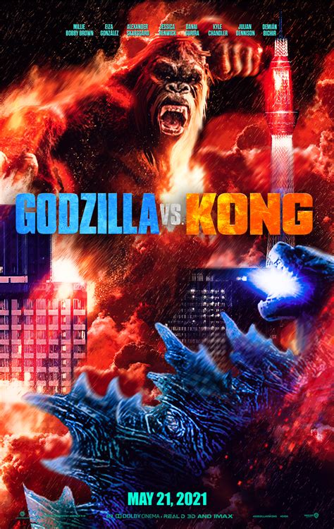 Adam wingard pero después de que godzilla comience su propio reinado de terror, los gobiernos deben recurrir a otra leyenda para detenerlo: Godzilla VS Kong Tokio Fagth Poster HD 2021