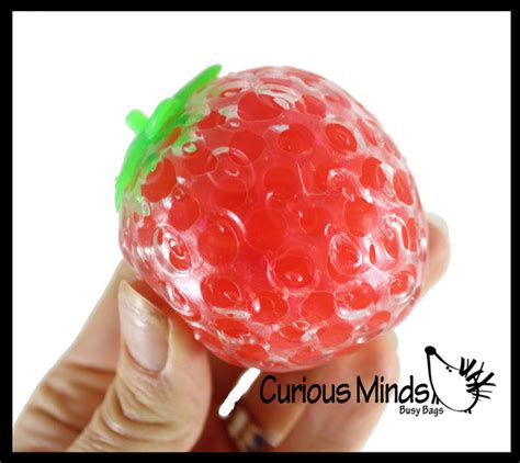4 Fruit Water Bead Filled Squeeze Stress Balls Sensory Stress Fidg Curious Minds Busy Bags