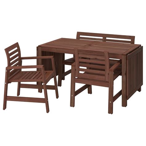 Een modulaire zitbank gecombineerd met de lekkere hållö kussens voor lange, luie dagen op je terras of balkon. ÄPPLARÖ Tafel+2 tuinstoelen+bank, buiten - bruin gelazuurd ...