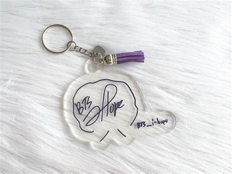 Bts J Hope Autograph Keychain Bts J Hope Bts Keychain Etsy