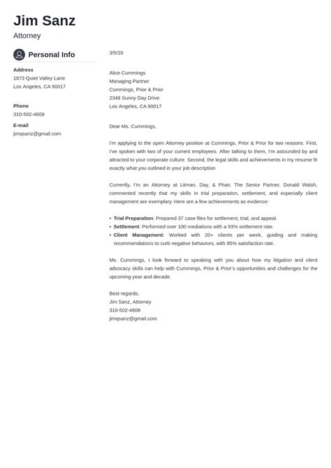 Attorney Cover Letter Samples Writing Guide