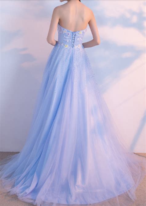 Beautiful Light Blue Long Party Dress Prom Gowns Formal Women Dress