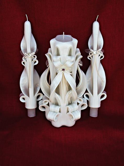 Unity Candles Set Carved Candles Hand Carved Soft