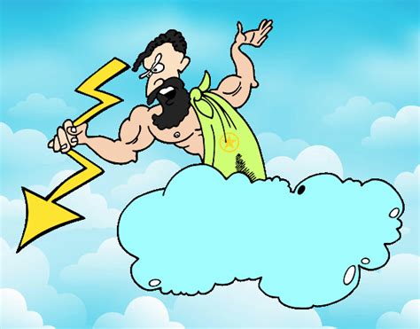Dios zeus , rey de los dioses olimpicos. Dibujo de Zeus con un rayo pintado por en Dibujos.net el ...