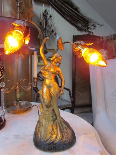 Reserved For Tennisnc25 Art Nouveau Goddess Maiden Lamp Etsy Art