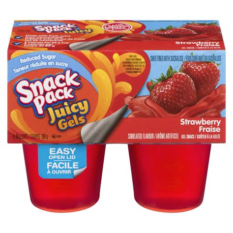 Snack Pack Juicy Gels Gel Snack Strawberry 4 X 99 G Cups 396 G