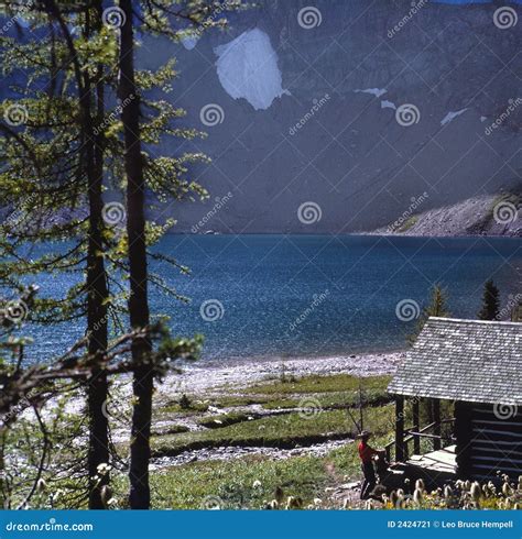 Mountain Lake Cabin British Columbia Canada Stock Image Image Of