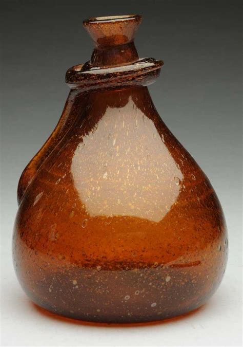 Early Amber Blown Glass Bottle