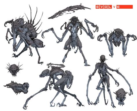 Stephen Oakley Early Concept Art For The 5 Monster In Evolve Gorgon